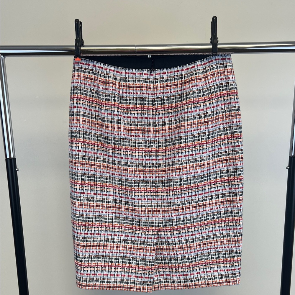 Talbots Women’s Red Orange Blue Black Twill Pencil Skirt Size 4 Petite